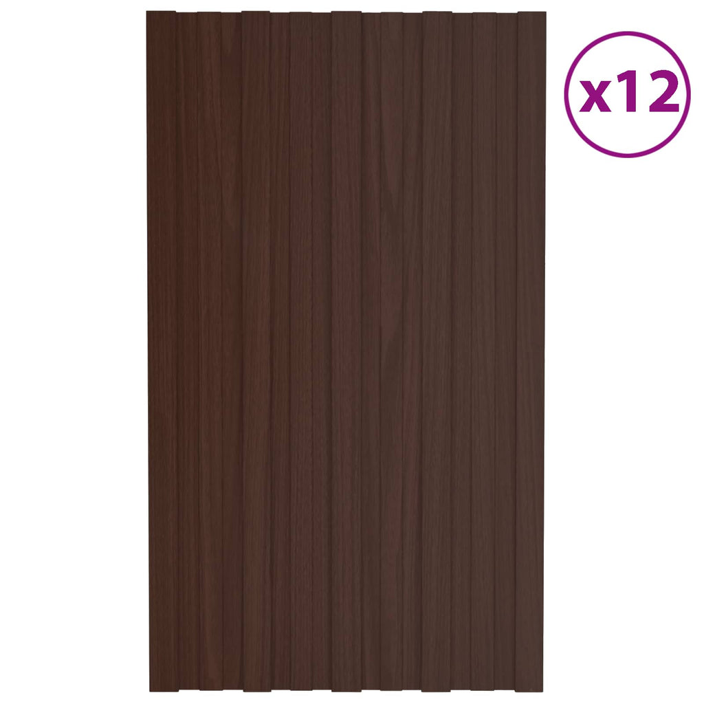 vidaXL Panel dachowy 12 pcs brązowy 80 x 45 cm Stal galwanizowana