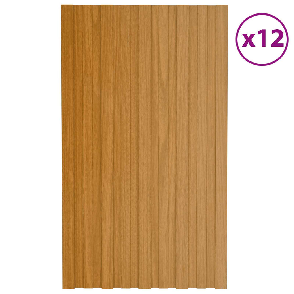 vidaXL Panel dachowy 12 pcs naturalny 80 x 45 cm Stal galwanizowana