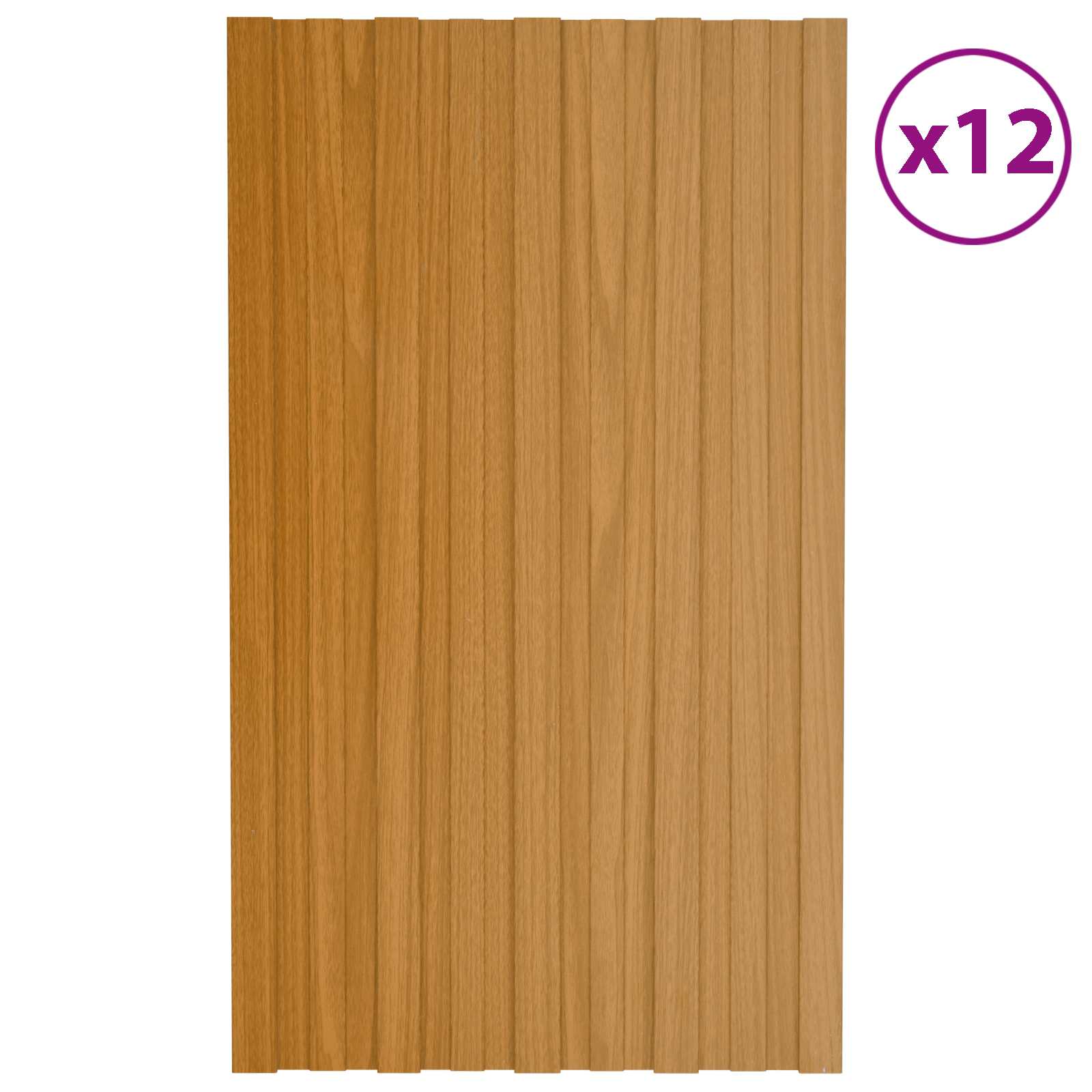 vidaXL Panel dachowy 12 pcs naturalny 80 x 45 cm Stal galwanizowana
