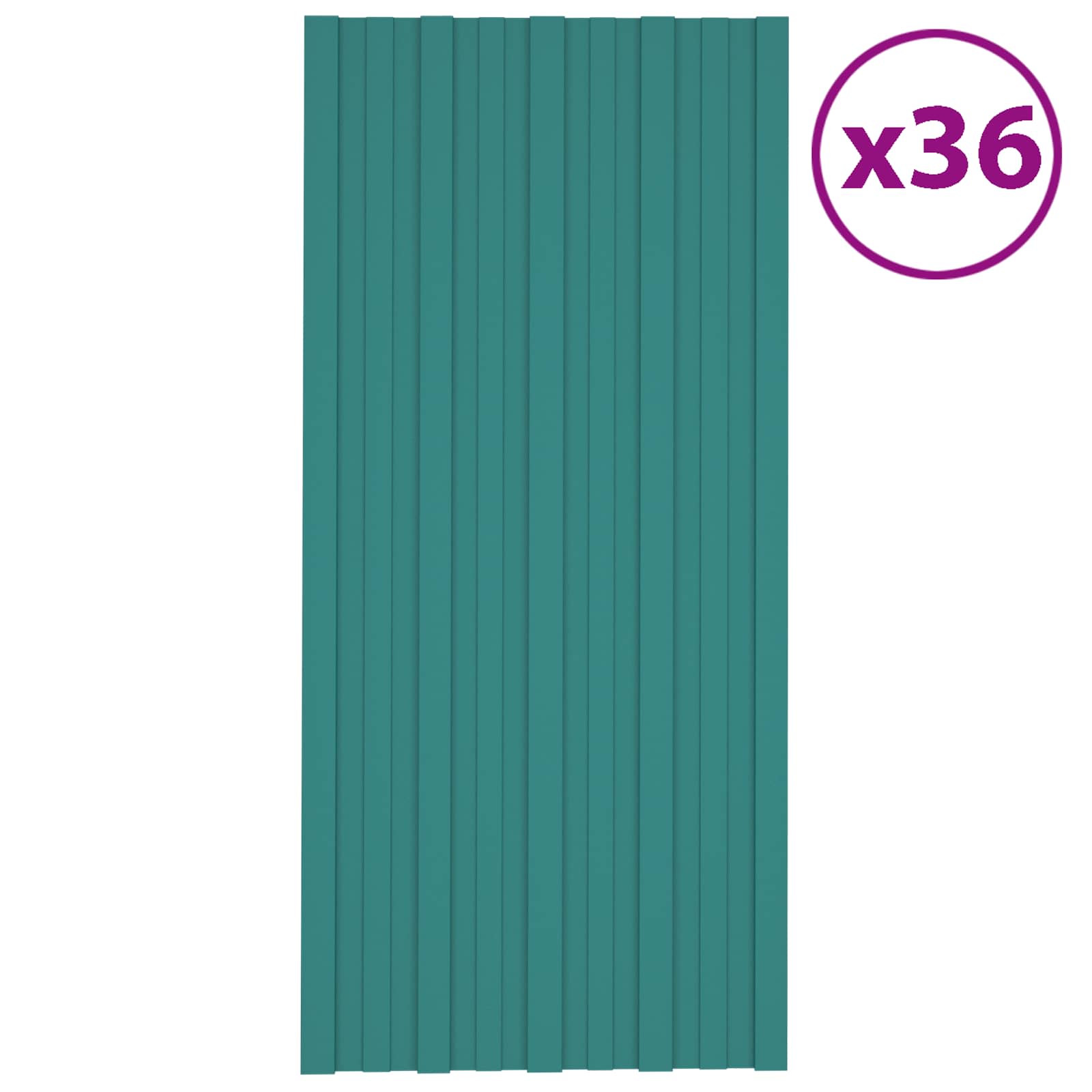 vidaXL Panel dachowy 36 pcs zielony 100 x 45 cm Stal galwanizowana