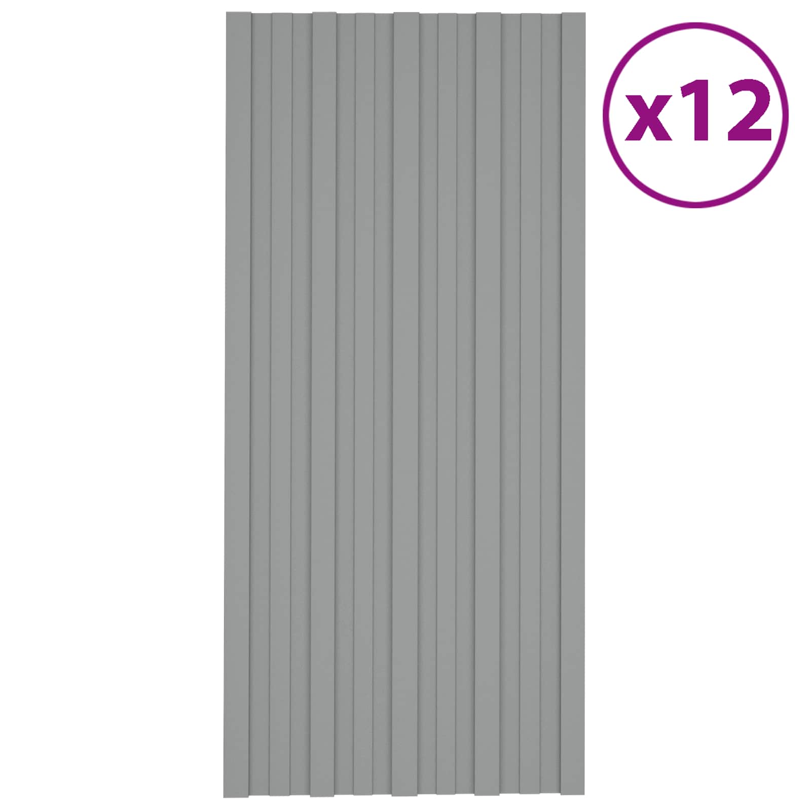 vidaXL Panel dachowy 12 pcs Szary 100 x 45 cm Stal galwanizowana