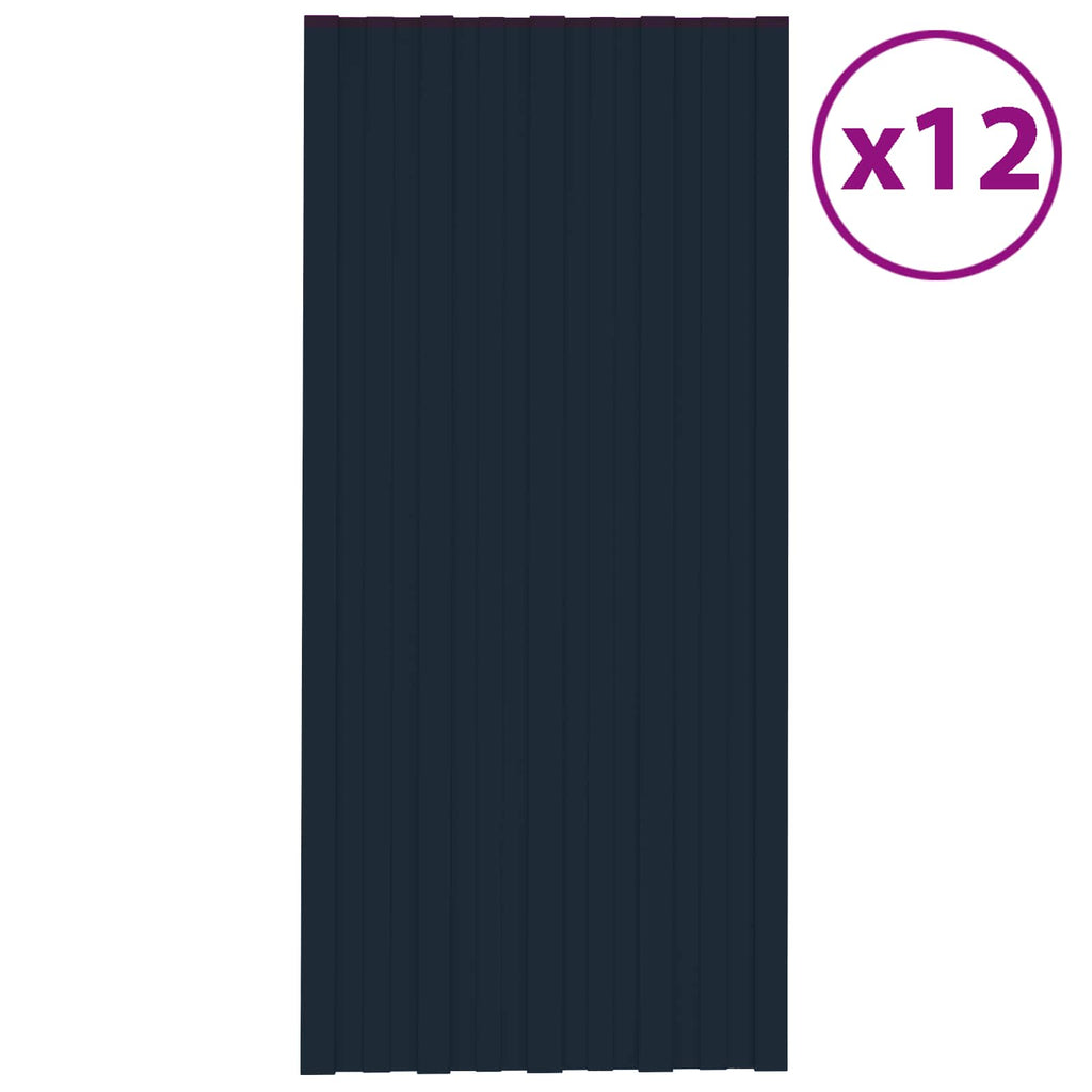 vidaXL Panel dachowy 12 pcs antracytowy 100 x 45 cm Stal galwanizowana