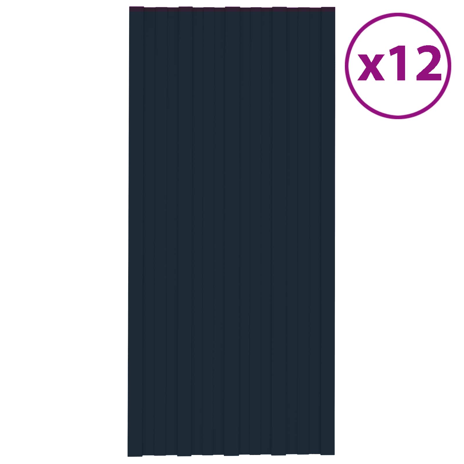 vidaXL Panel dachowy 12 pcs antracytowy 100 x 45 cm Stal galwanizowana