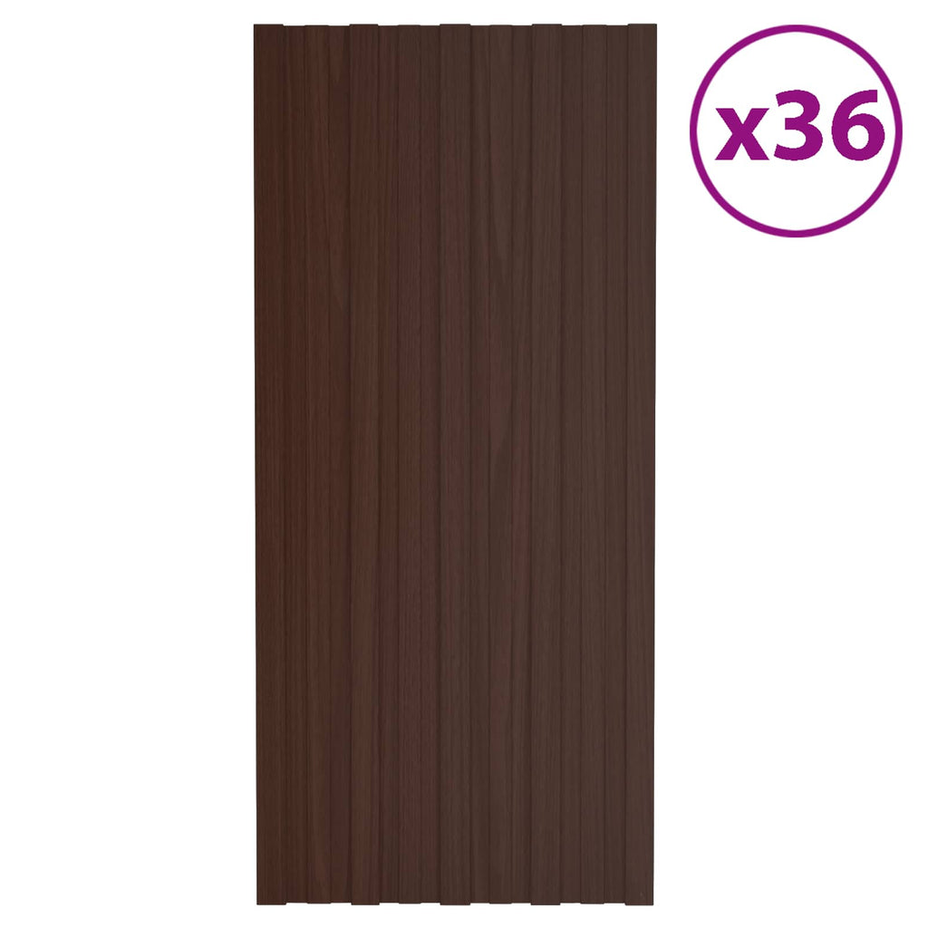vidaXL Panel dachowy 36 pcs brązowy 100 x 45 cm Stal galwanizowana