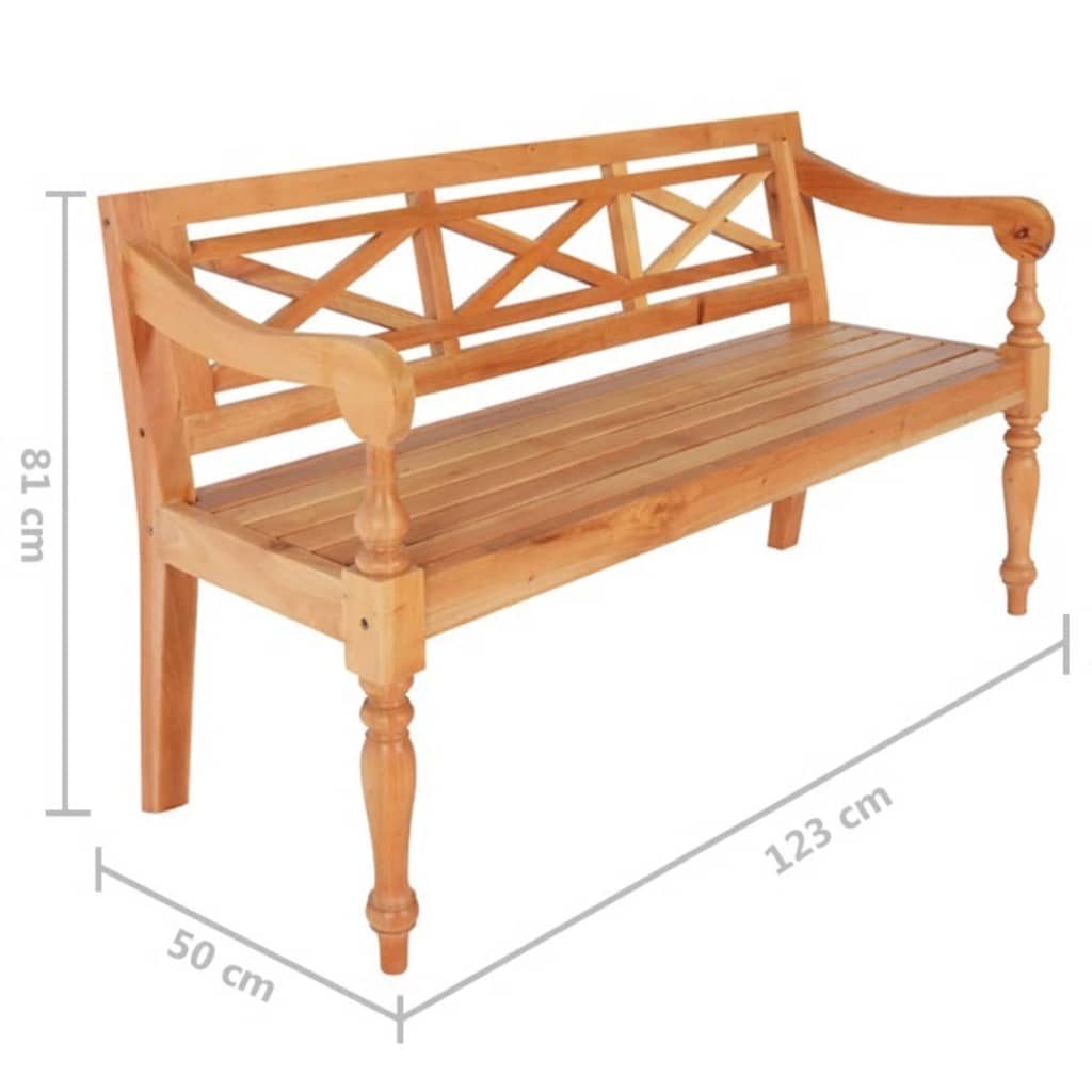 vidaXL Ławka Batavia, 123 cm, lite drewno mahoniowe, jasnobrązowa