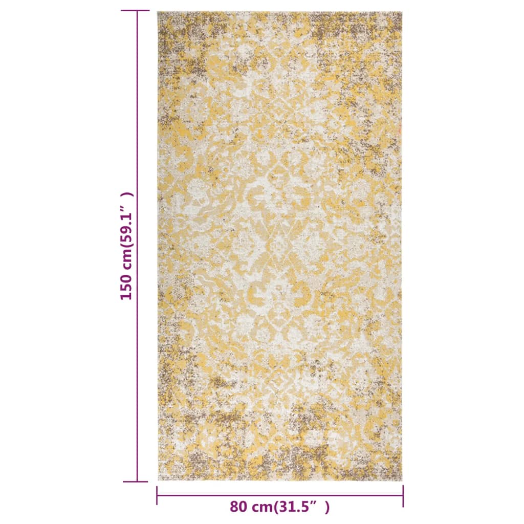 vidaXL Dywan zewnętrzny o płaskim splocie, 80x150 cm, żółty