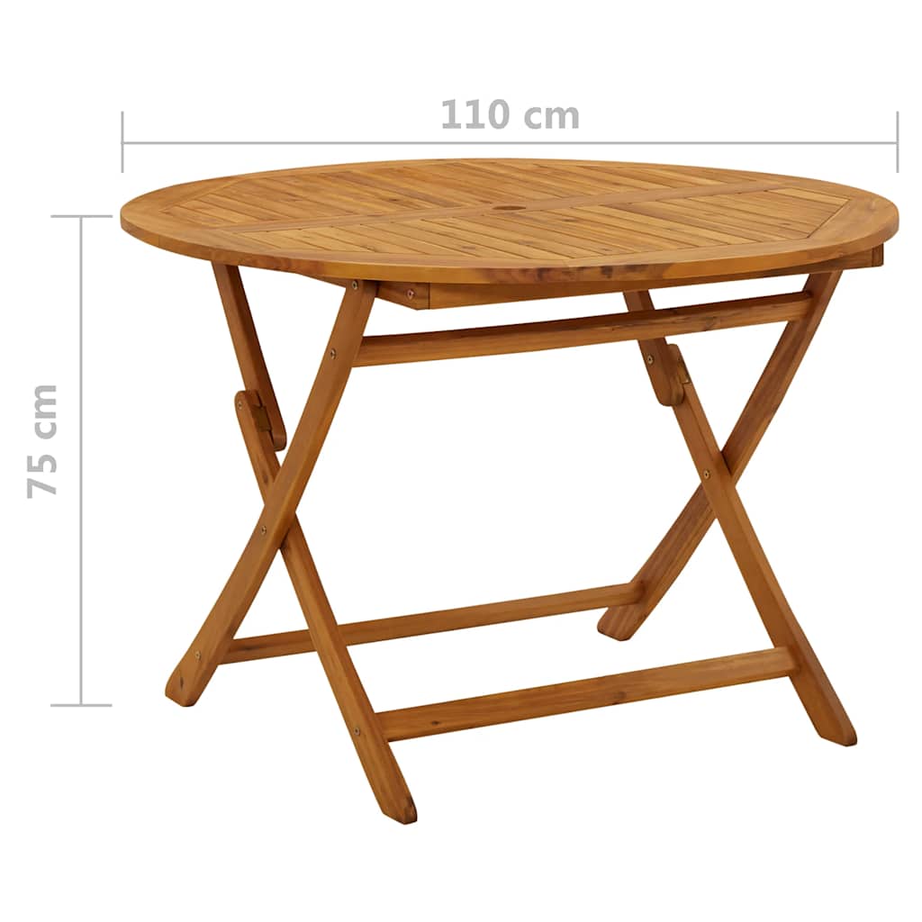 vidaXL Składany stół ogrodowy, 110 cm, lite drewno akacjowe