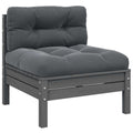 vidaXL Ogrodowa sofa środkowa z antracytowymi poduszkami, szare drewno