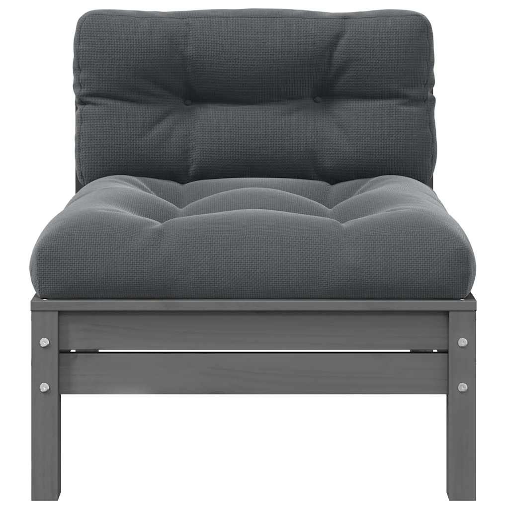 vidaXL Ogrodowa sofa środkowa z antracytowymi poduszkami, szare drewno