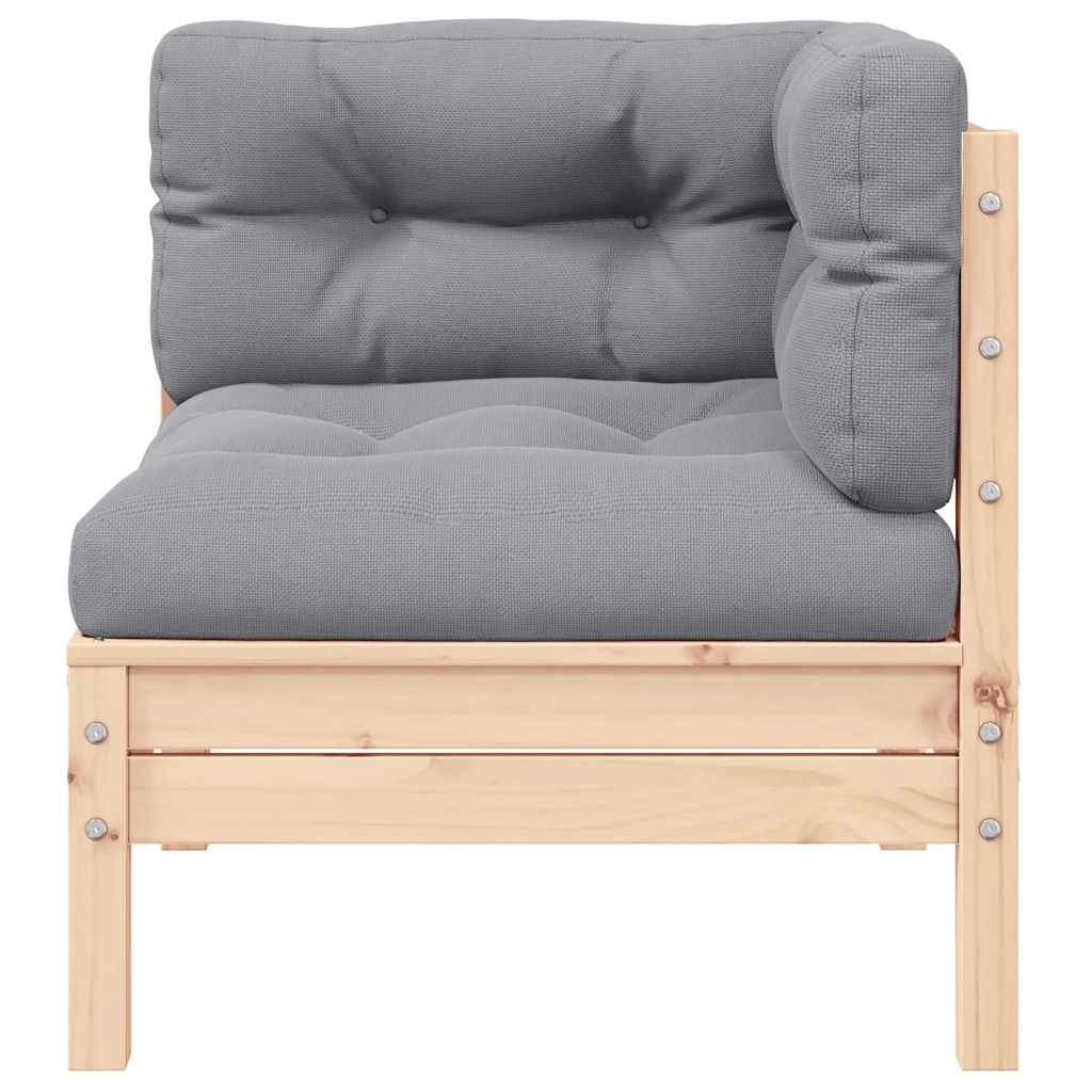 vidaXL 2-osobowa sofa ogrodowa z szarymi poduszkami, drewno sosnowe
