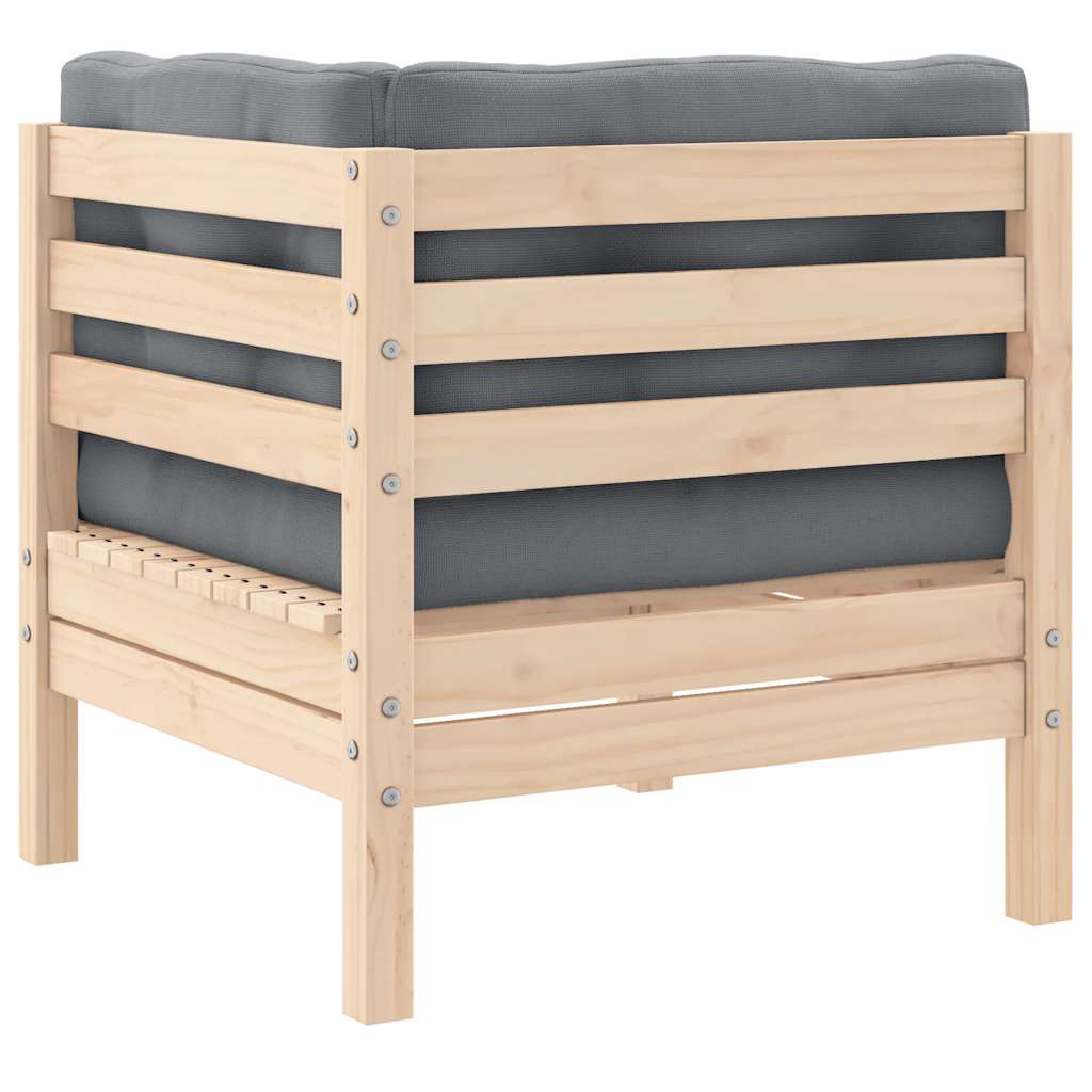 vidaXL 2-osobowa sofa ogrodowa z szarymi poduszkami, drewno sosnowe