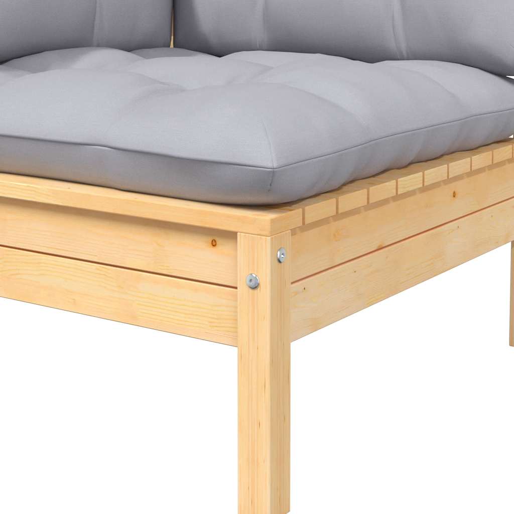 vidaXL 2-osobowa sofa ogrodowa z szarymi poduszkami, drewno sosnowe