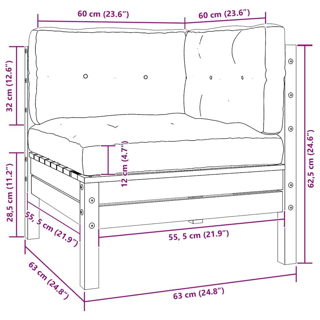 vidaXL 2-osobowa sofa ogrodowa z szarymi poduszkami, drewno sosnowe