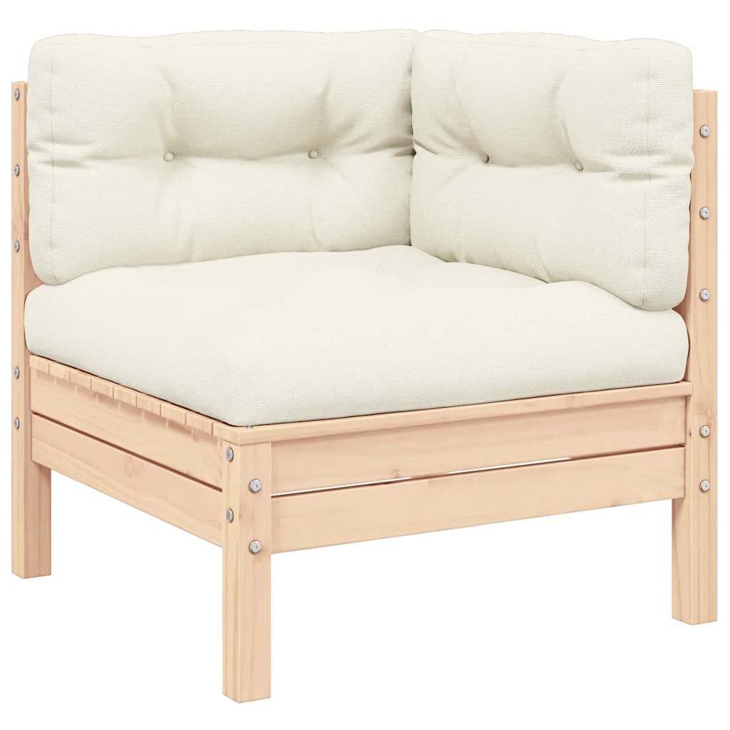 vidaXL 2-osobowa sofa ogrodowa z kremowymi poduszkami, drewno sosnowe