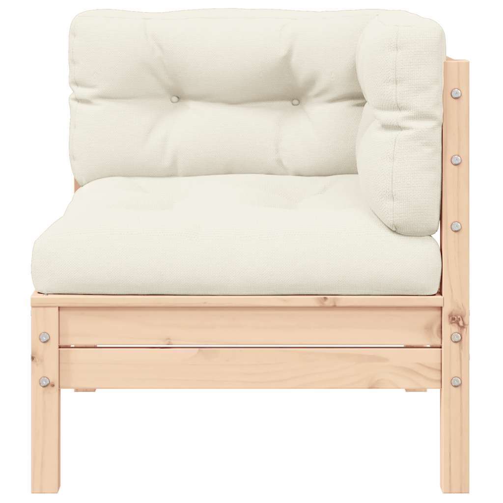 vidaXL 2-osobowa sofa ogrodowa z kremowymi poduszkami, drewno sosnowe