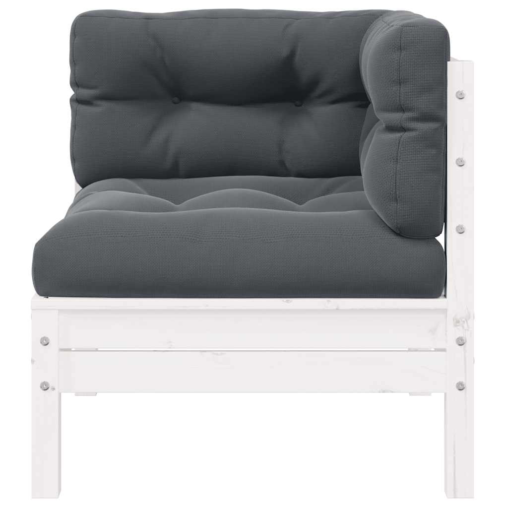 vidaXL 2-osobowa sofa ogrodowa z poduszkami, białe drewno sosnowe
