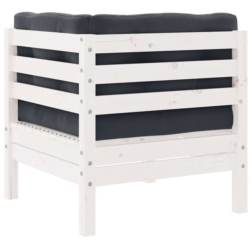 vidaXL 2-osobowa sofa ogrodowa z poduszkami, białe drewno sosnowe