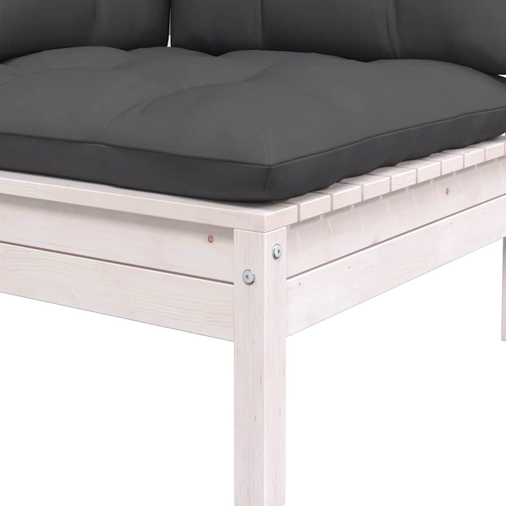 vidaXL 2-osobowa sofa ogrodowa z poduszkami, białe drewno sosnowe