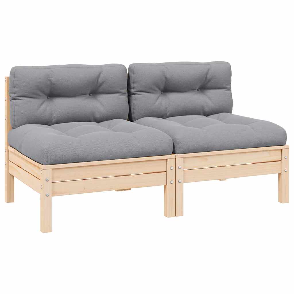vidaXL 2-osobowa sofa ogrodowa z szarymi poduszkami, drewno sosnowe