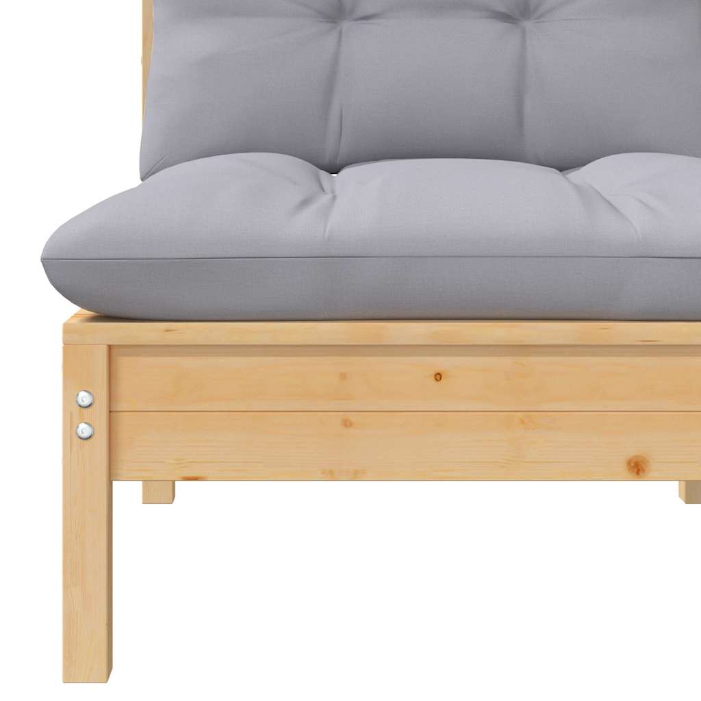 vidaXL 2-osobowa sofa ogrodowa z szarymi poduszkami, drewno sosnowe