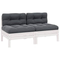 vidaXL 2-osobowa sofa ogrodowa z poduszkami, biała, drewno sosnowe