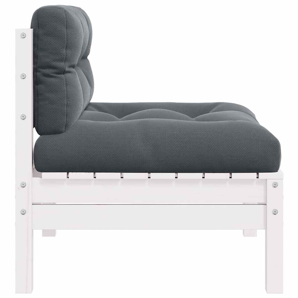 vidaXL 2-osobowa sofa ogrodowa z poduszkami, biała, drewno sosnowe