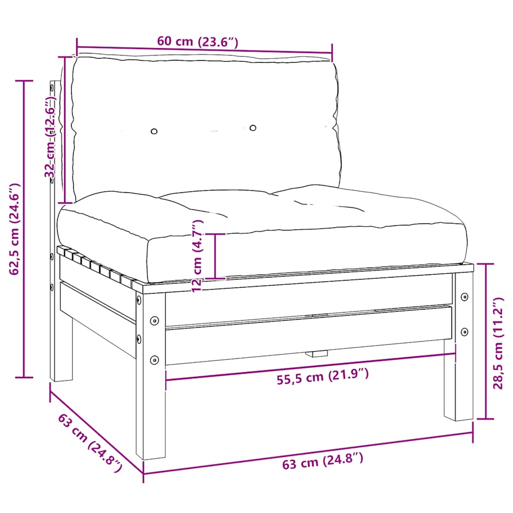vidaXL 2-osobowa sofa ogrodowa z poduszkami, biała, drewno sosnowe