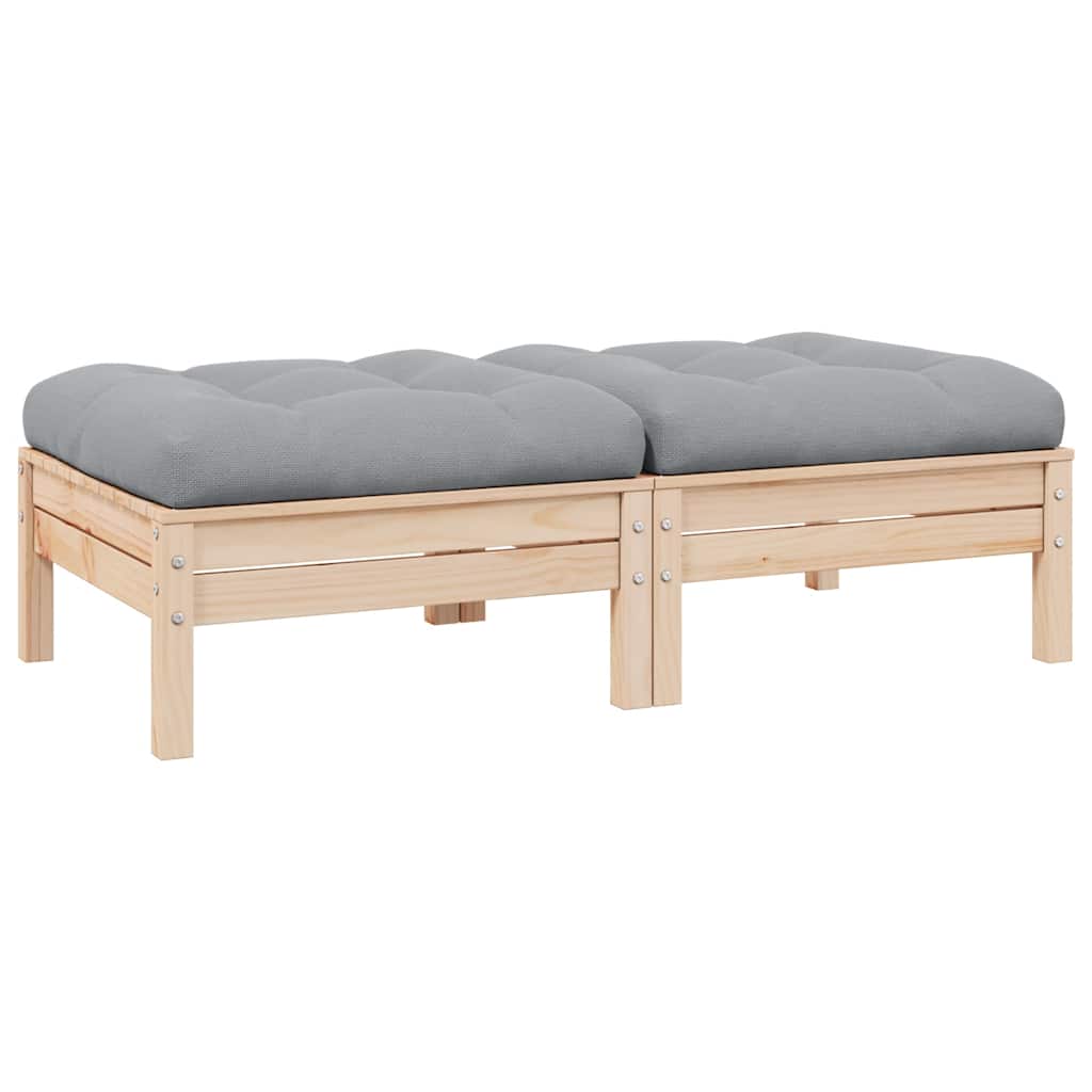 vidaXL 2-osobowa sofa ogrodowa z szarymi poduszkami, drewno sosnowe