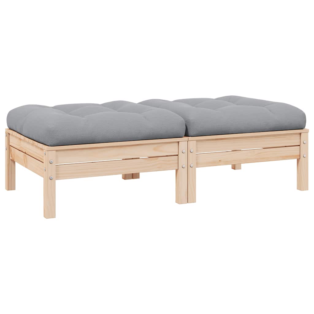 vidaXL 2-osobowa sofa ogrodowa z szarymi poduszkami, drewno sosnowe