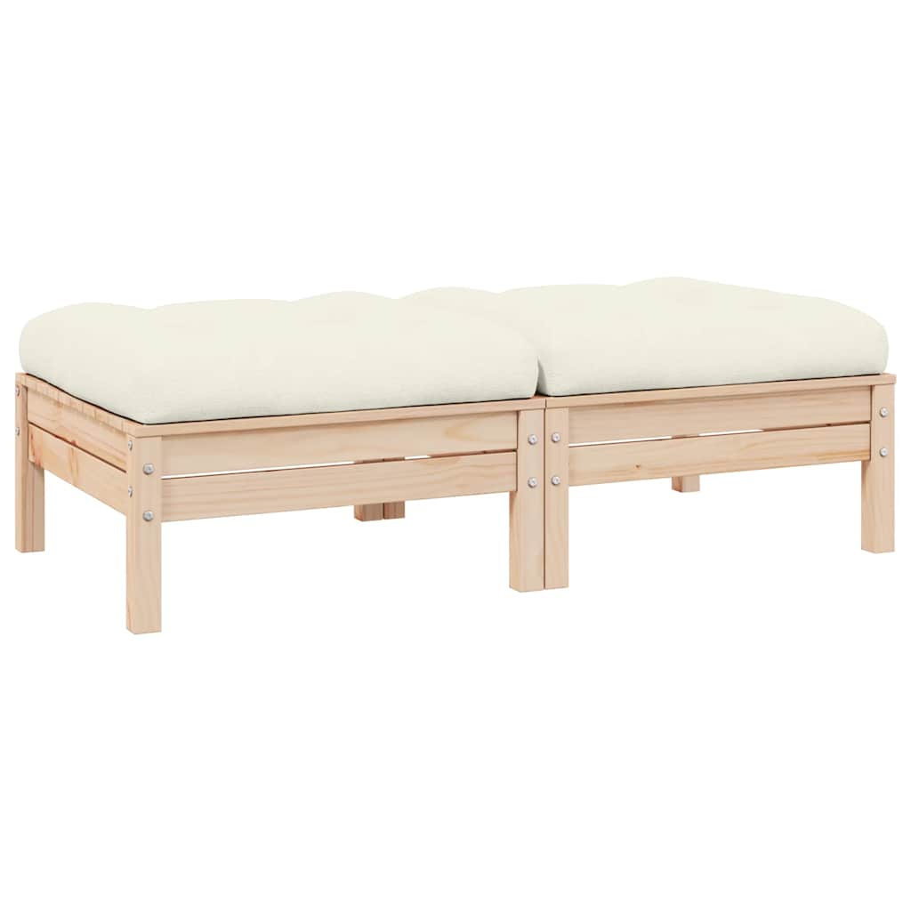 vidaXL 2-osobowa sofa ogrodowa z kremowymi poduszkami, drewno sosnowe