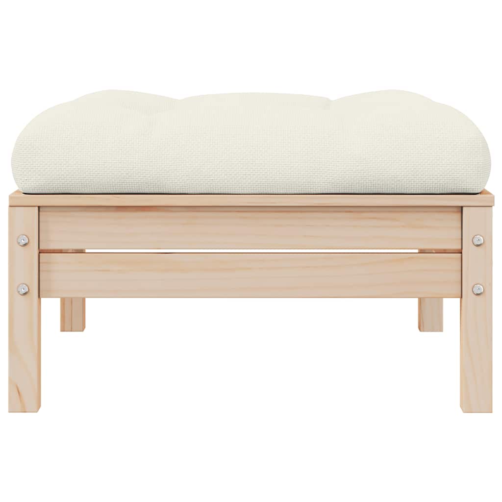 vidaXL 2-osobowa sofa ogrodowa z kremowymi poduszkami, drewno sosnowe