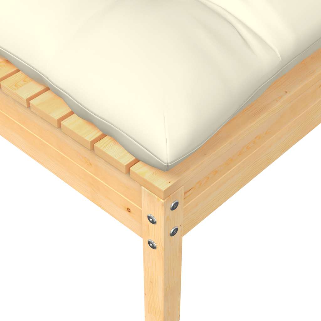 vidaXL 2-osobowa sofa ogrodowa z kremowymi poduszkami, drewno sosnowe