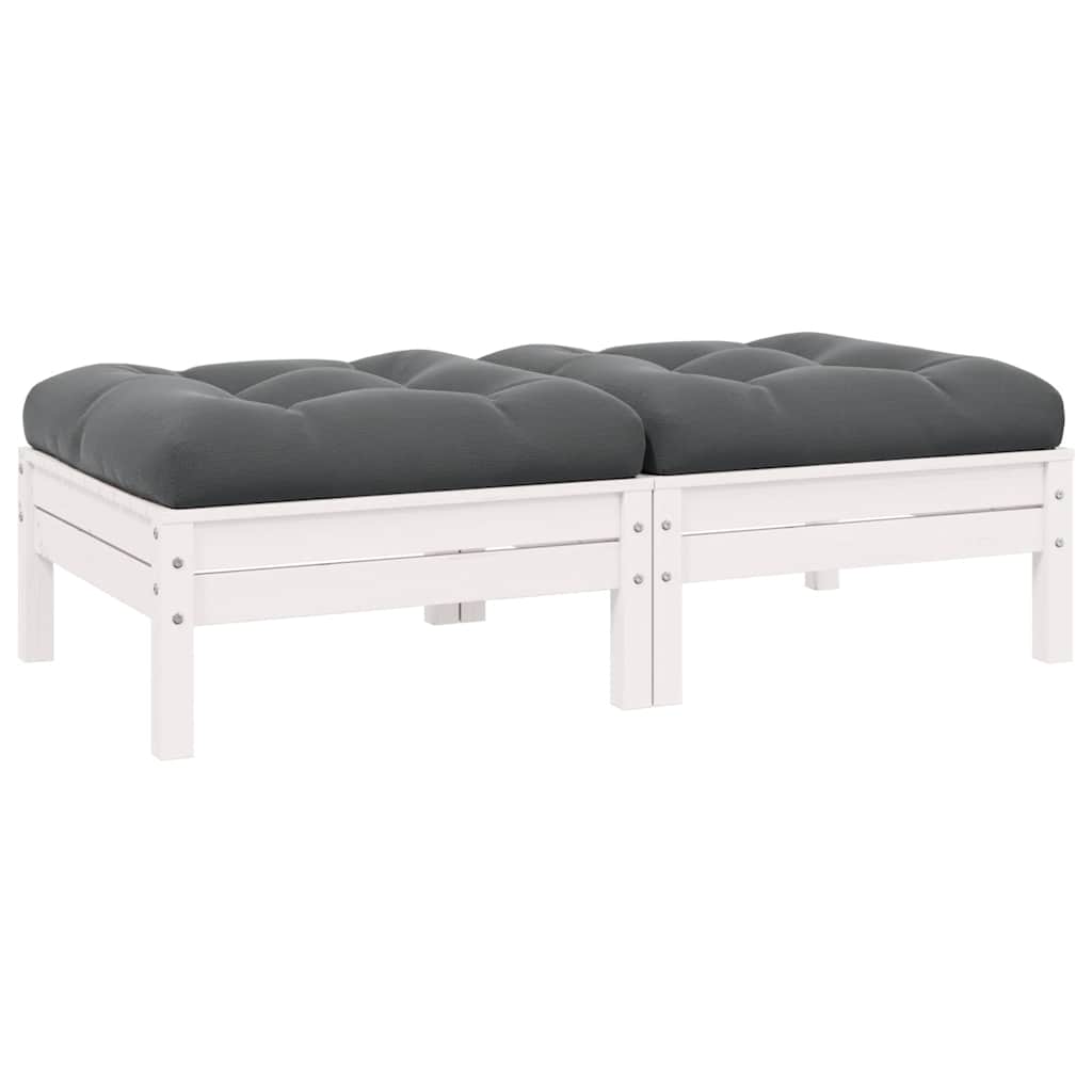 vidaXL 2-osobowa sofa ogrodowa z poduszkami, biała, drewno sosnowe