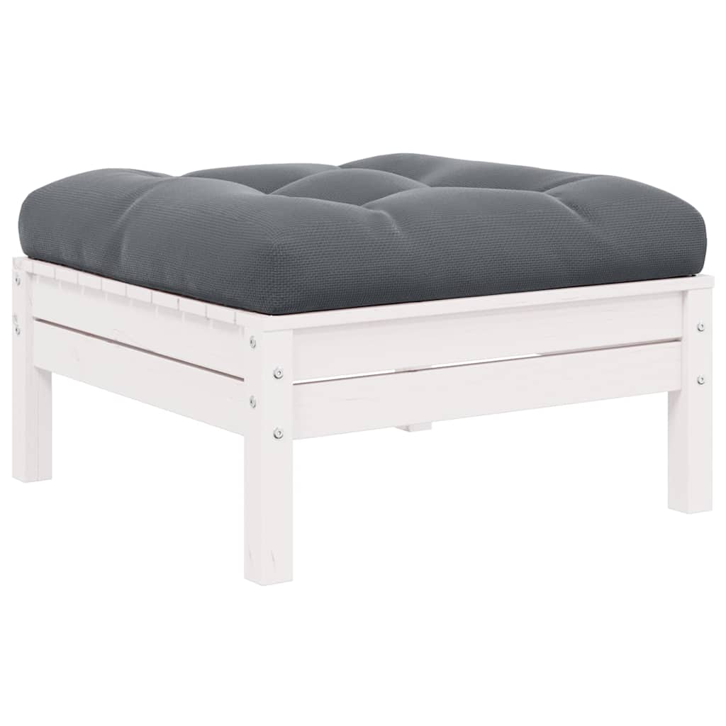 vidaXL 2-osobowa sofa ogrodowa z poduszkami, biała, drewno sosnowe