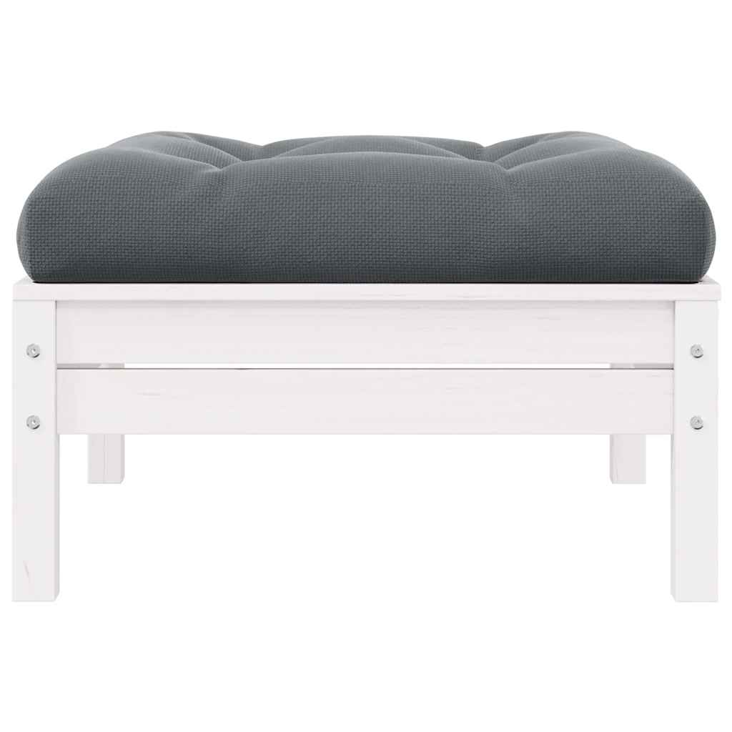 vidaXL 2-osobowa sofa ogrodowa z poduszkami, biała, drewno sosnowe