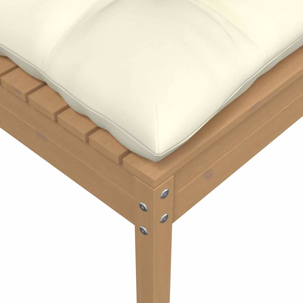 vidaXL 2-osobowa sofa ogrodowa z kremowymi poduszkami, drewno sosnowe