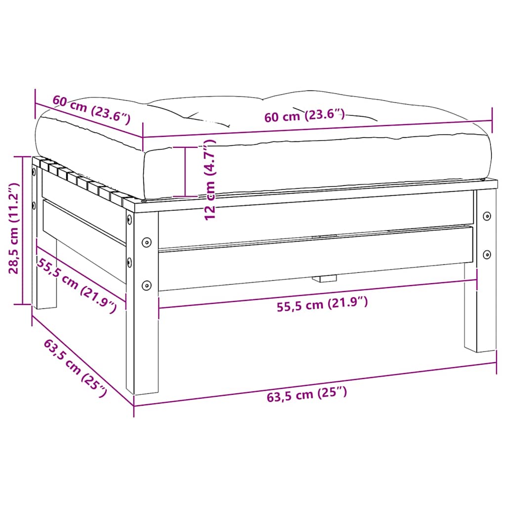vidaXL 2-osobowa sofa ogrodowa z kremowymi poduszkami, drewno sosnowe