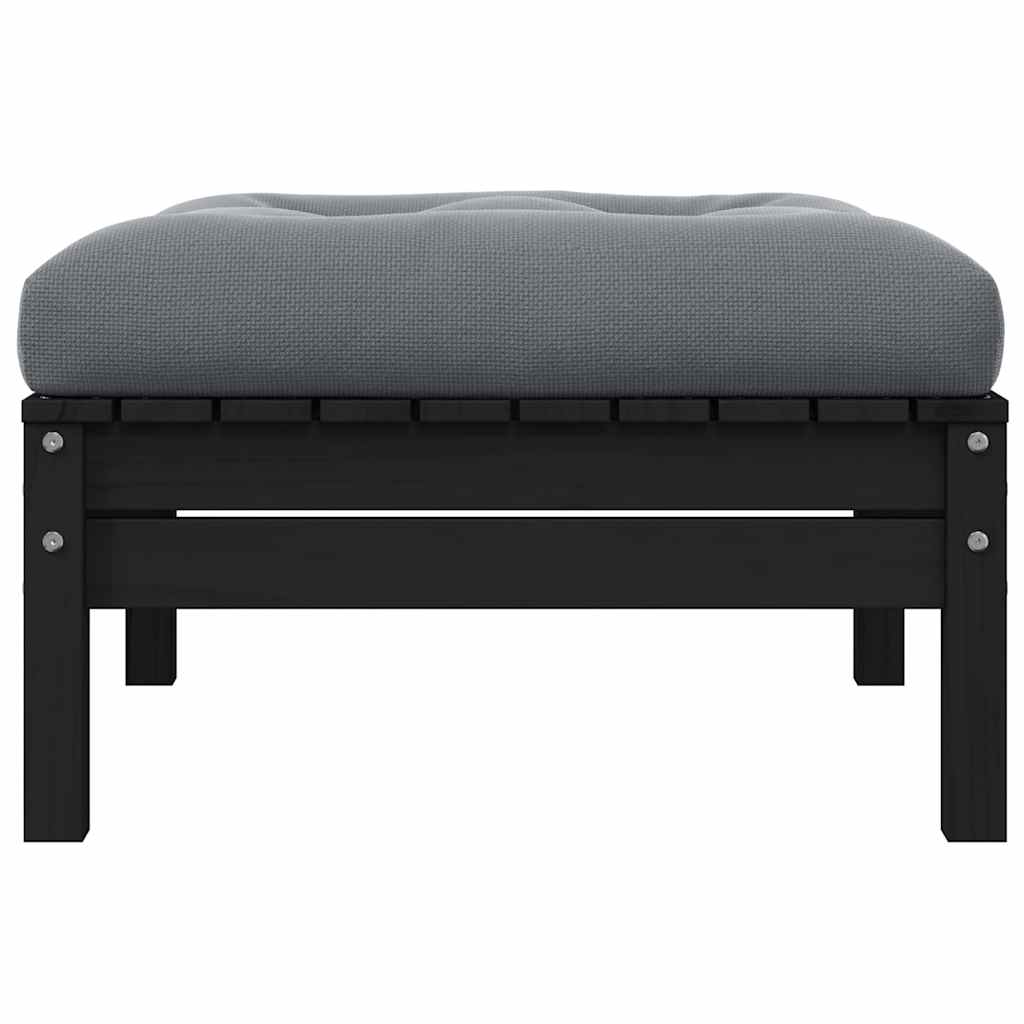 vidaXL 2-osobowa sofa ogrodowa z poduszkami, czarna, drewno sosnowe