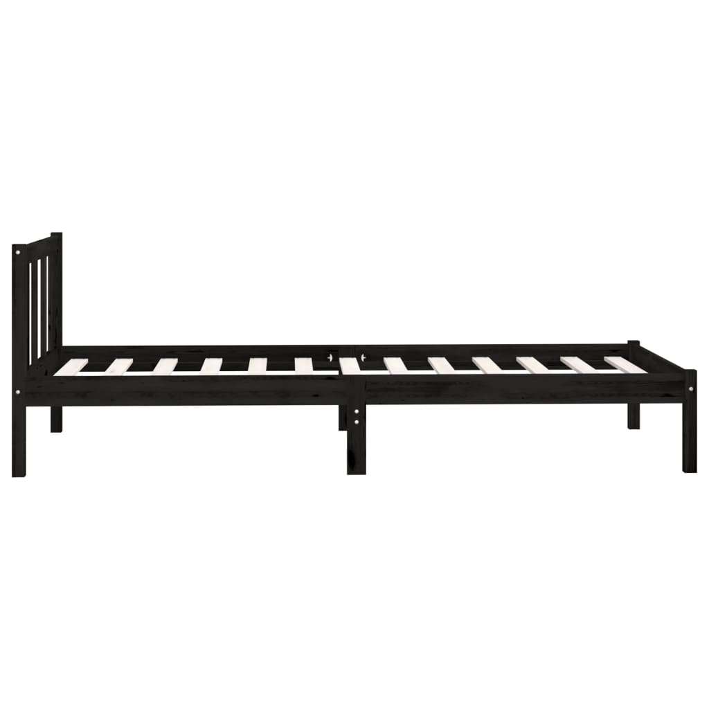 vidaXL Rama łóżka, czarna, lite drewno sosnowe, 75x190 cm, pojedyncza
