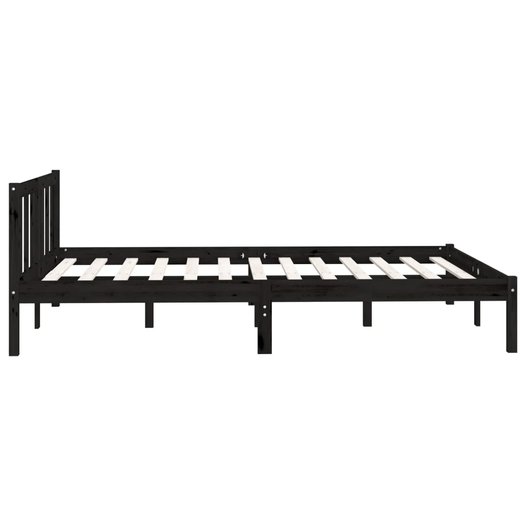 vidaXL Rama łóżka, czarna, lite drewno sosnowe, 135x190 cm, podwójna