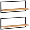 vidaXL Półki ścienne, 2 szt, 100x24x35 cm, lite drewno akacjowe i stal