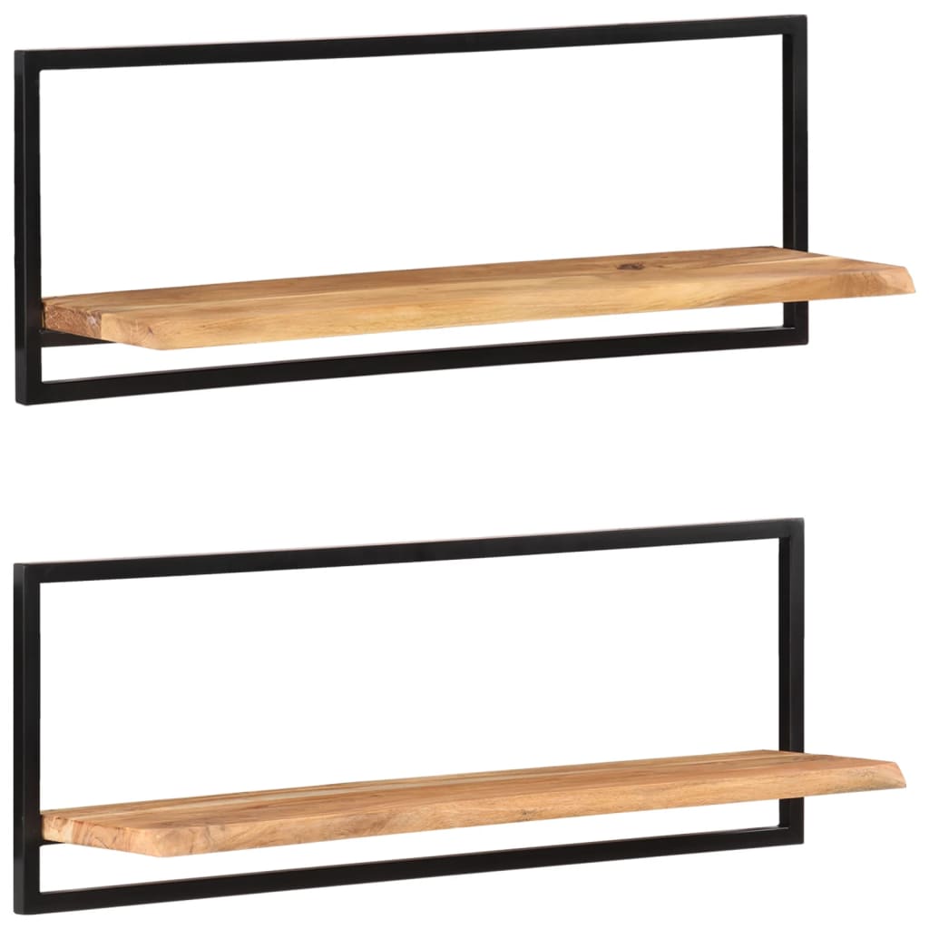 vidaXL Półki ścienne, 2 szt, 100x24x35 cm, lite drewno akacjowe i stal