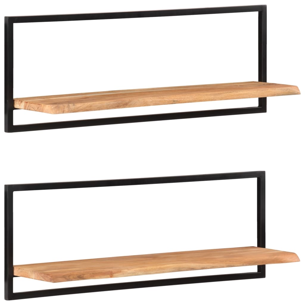 vidaXL Półki ścienne, 2 szt, 100x24x35 cm, lite drewno akacjowe i stal