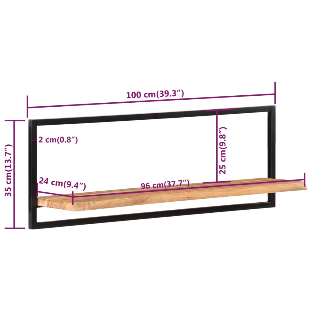 vidaXL Półki ścienne, 2 szt, 100x24x35 cm, lite drewno akacjowe i stal