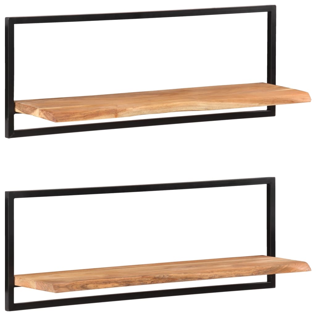 vidaXL Półki ścienne, 2 szt, 100x24x35 cm, lite drewno akacjowe i stal