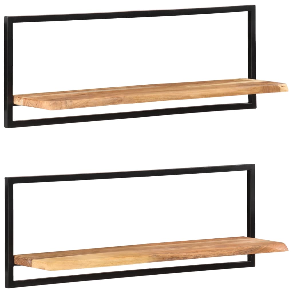 vidaXL Półki ścienne, 2 szt, 100x24x35 cm, lite drewno akacjowe i stal