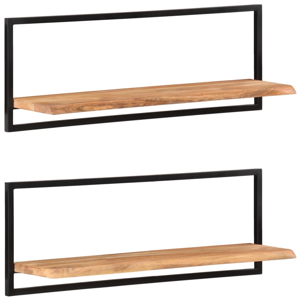 vidaXL Półki ścienne, 2 szt, 100x24x35 cm, lite drewno akacjowe i stal