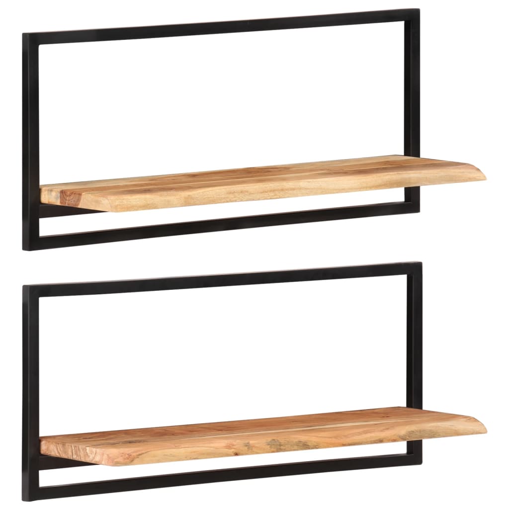 vidaXL Półki ścienne, 2 szt., 80x25x35 cm, lite drewno akacjowe i stal