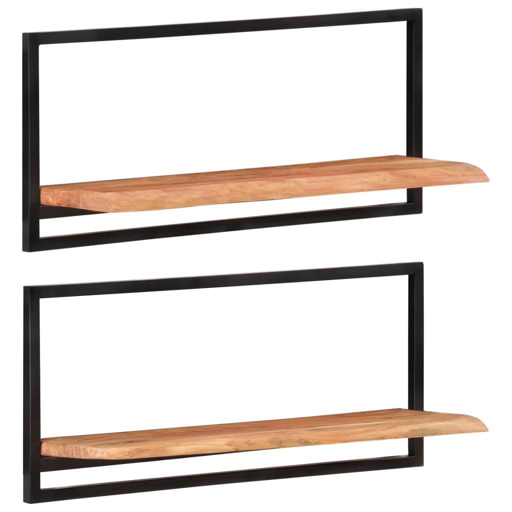 vidaXL Półki ścienne, 2 szt., 80x25x35 cm, lite drewno akacjowe i stal