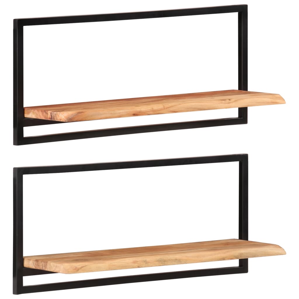 vidaXL Półki ścienne, 2 szt., 80x25x35 cm, lite drewno akacjowe i stal